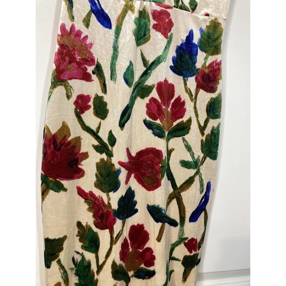 ZARA Velvet Velour Floral Midi Dress V-Neck | Size M - Picture 6 of 14